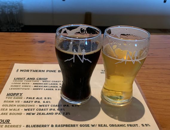 Northern Pine Brewing: Rye God Rye (rye porter) and Sea Walk (IPA with Cascade, Centennial, Columbus, Chinook, and CryoCitra hops)