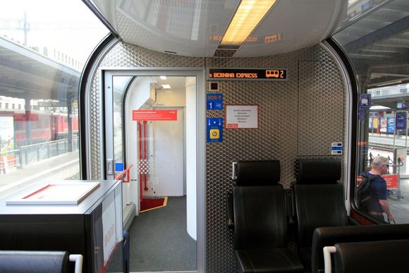 Bernina Express first class interior (note the library on the left!)