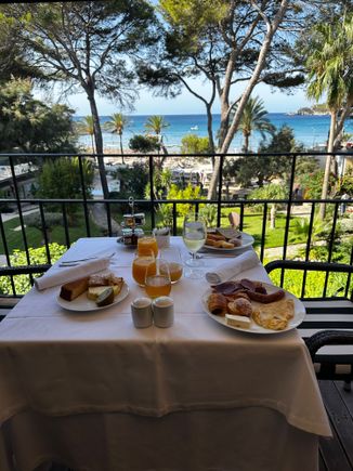 Breakfast view from the club seating area. It is the same view as non club, just a bit further down the patio cordoned off so less crowded.