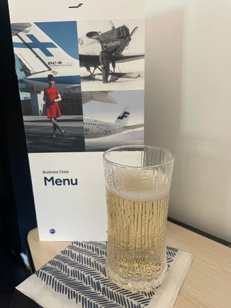 Sparkling Wine/Champagne to start with onboard pre-departure out of Helsinki to New York. 