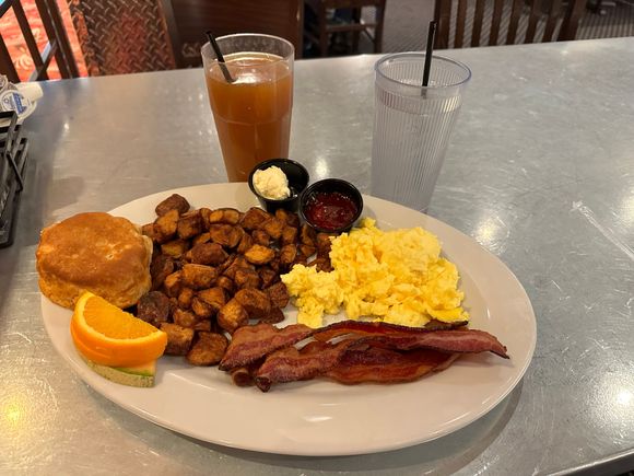 Basic Breakfast with Large Apple Cider