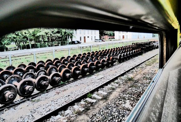 Changing of wheels. 