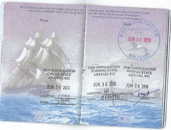 Passport stamps from each stop except KWA