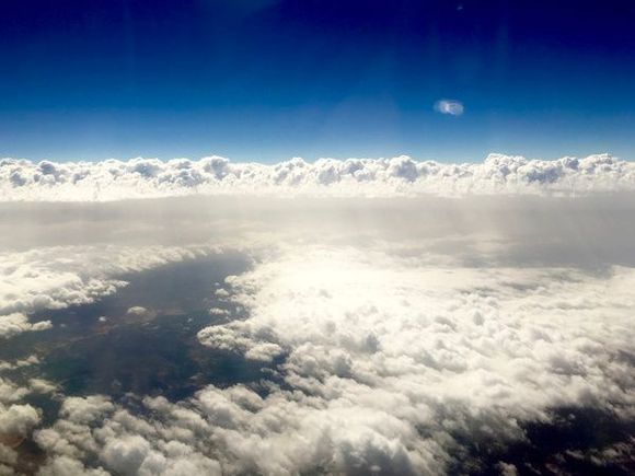 Granada &amp; the Sierra Nevada to the east FL380 7/7/2017