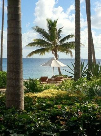 VA view across the villa garden and beach area