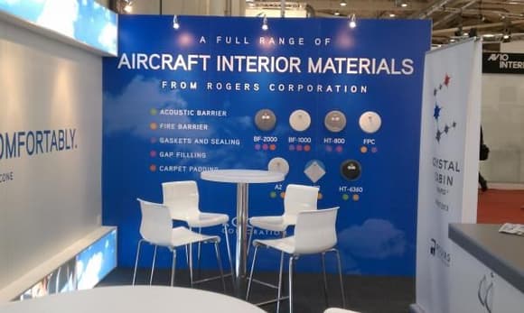 Booth visitors can also learn about other aircraft interior materials from Rogers.