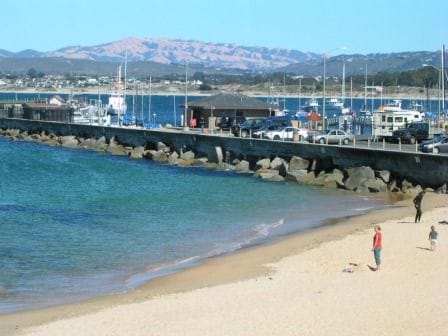 Monterey Coast Guard pier and Mount Toro