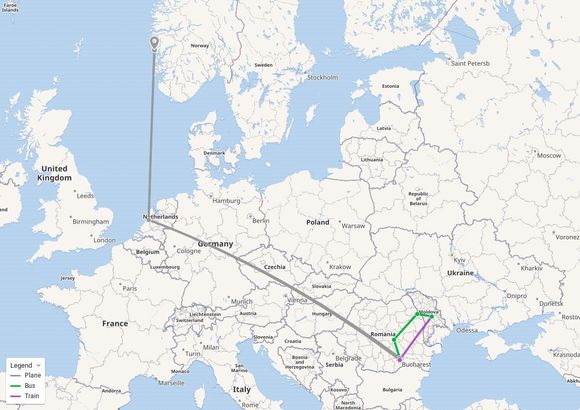 Itinerary. Planes, trains & buses.