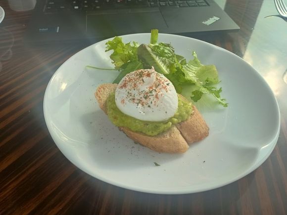 Smashed avocado and poached egg.