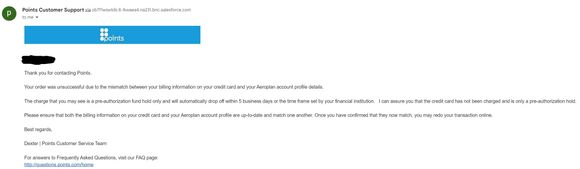 Points customer support email