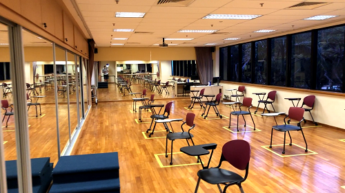 Deportment room, where future flight attendants learn about etiquette.