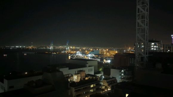View towards the Yokohama Bay Bridge at night