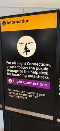 Signage/guidance for clean connecting flights