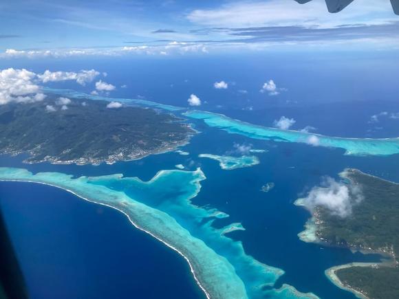 Sensational view over Raiatea-Taha'a on the approach to BOB 