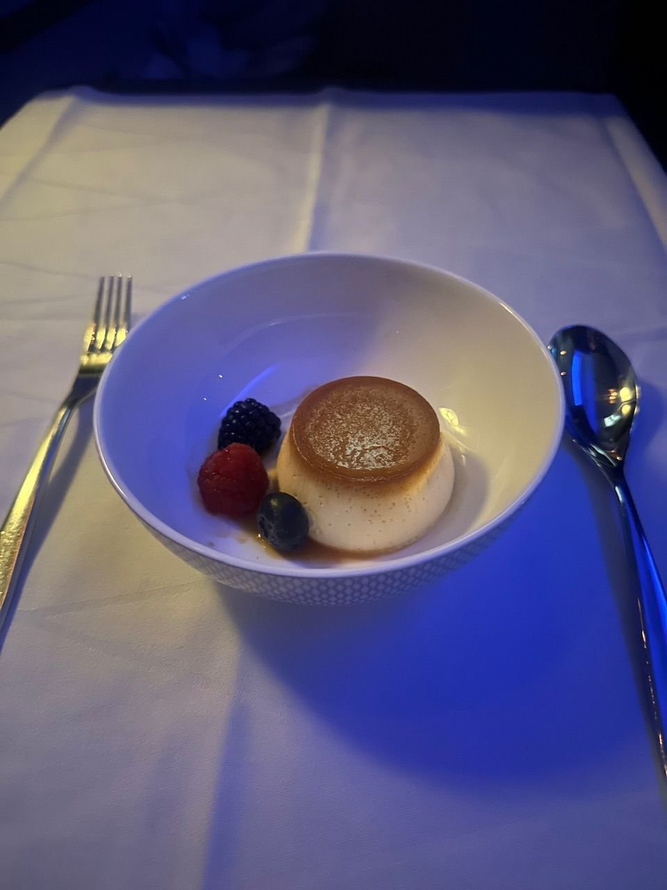 Cr�me caramel following the steak. 