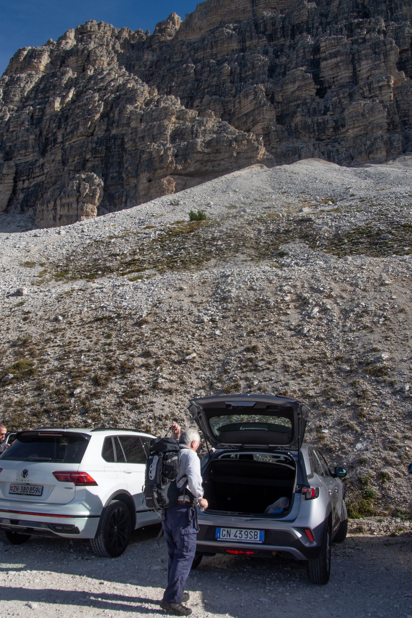 Getting sorted at Auronzo Parking