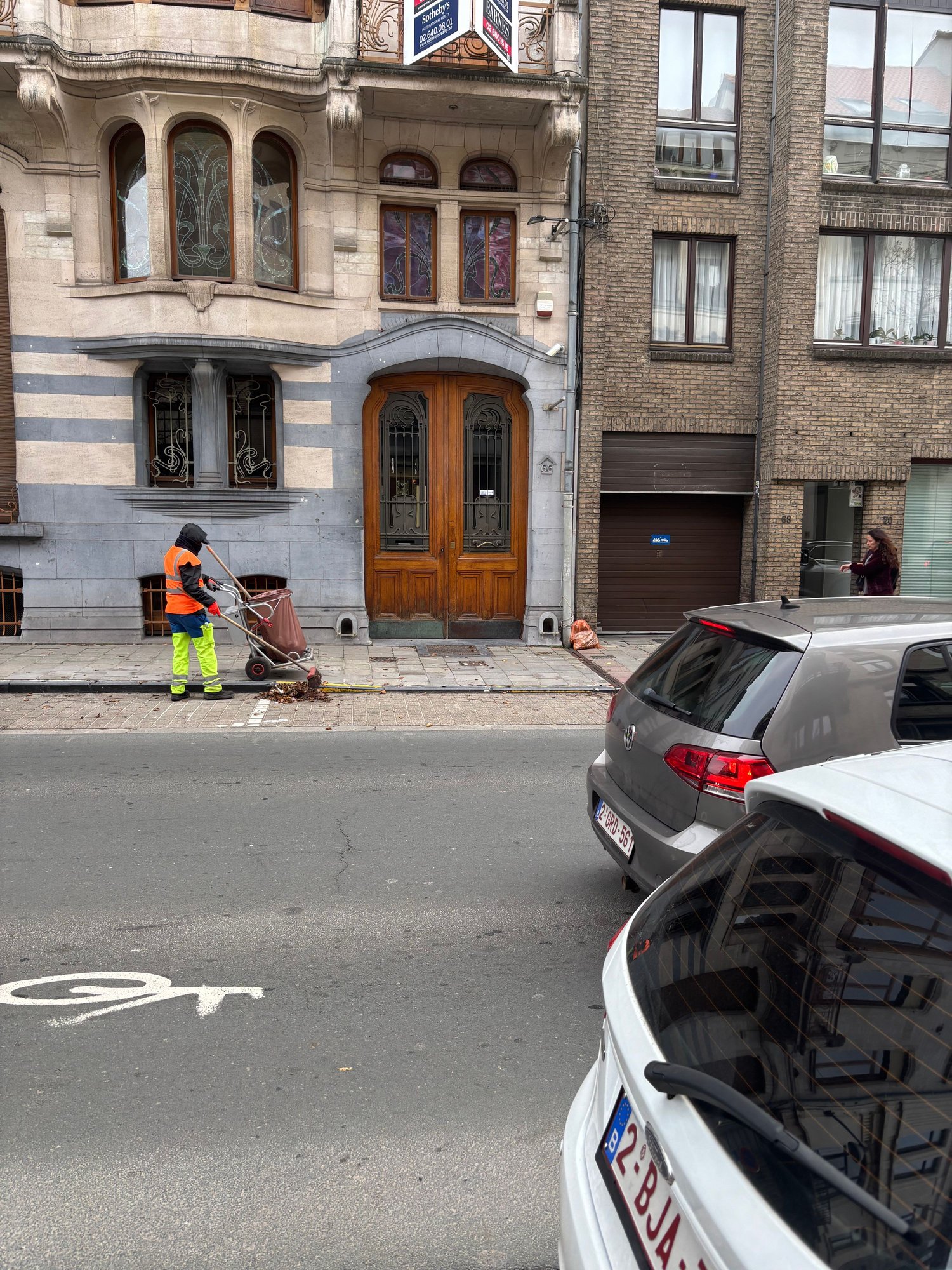 Horta office building.  I dont know if you can see the two holes at the base of the front door - many houses have this.  There should be a piece of metal inside each hole, which functioned as a boot scraper.  This dates back to the days when there were horses and horsesh�t everywhere and no proper footpath.