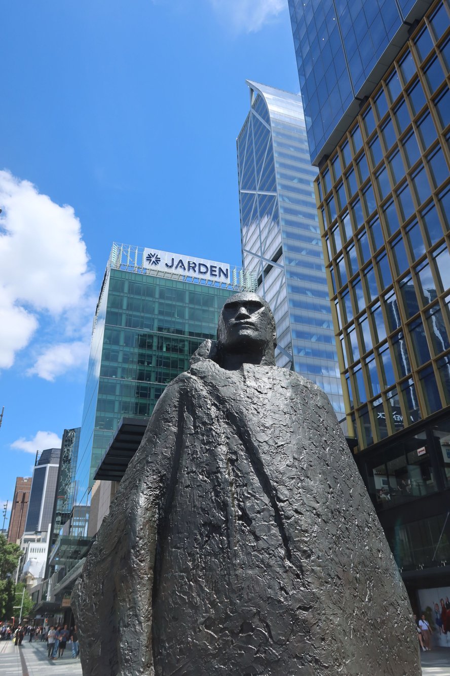 A Maori Chieftain across from Britomart Building