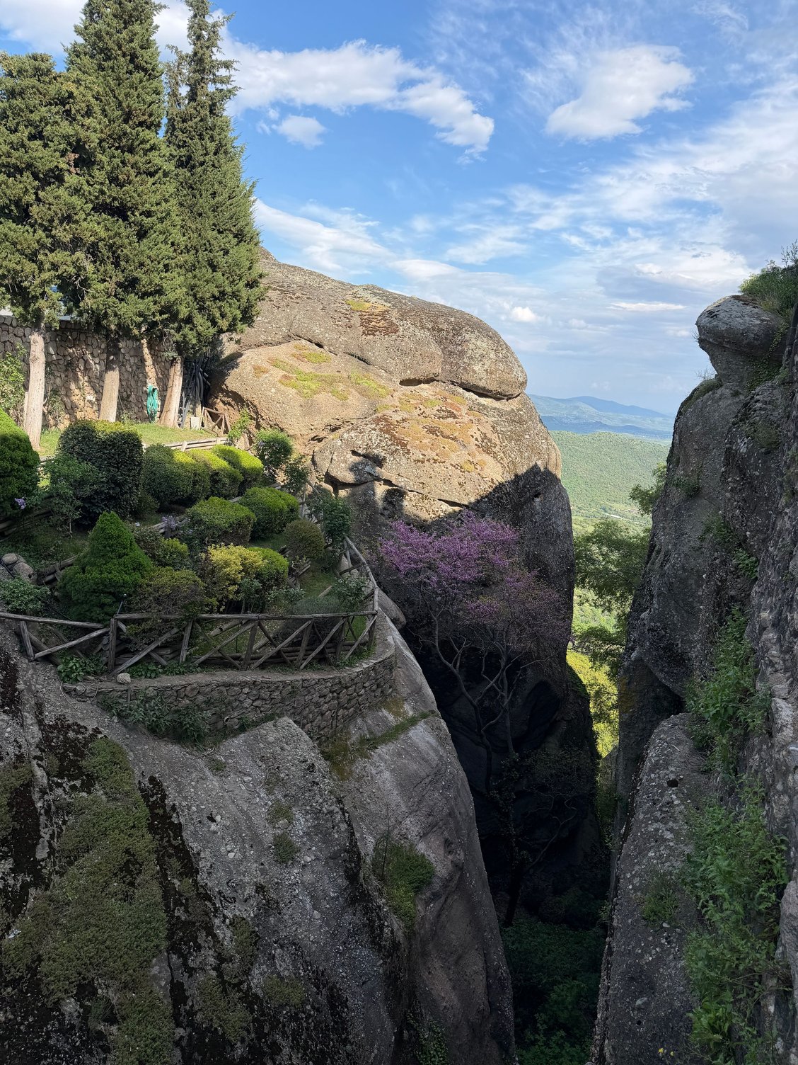 Entrance to monastery with a gorge view