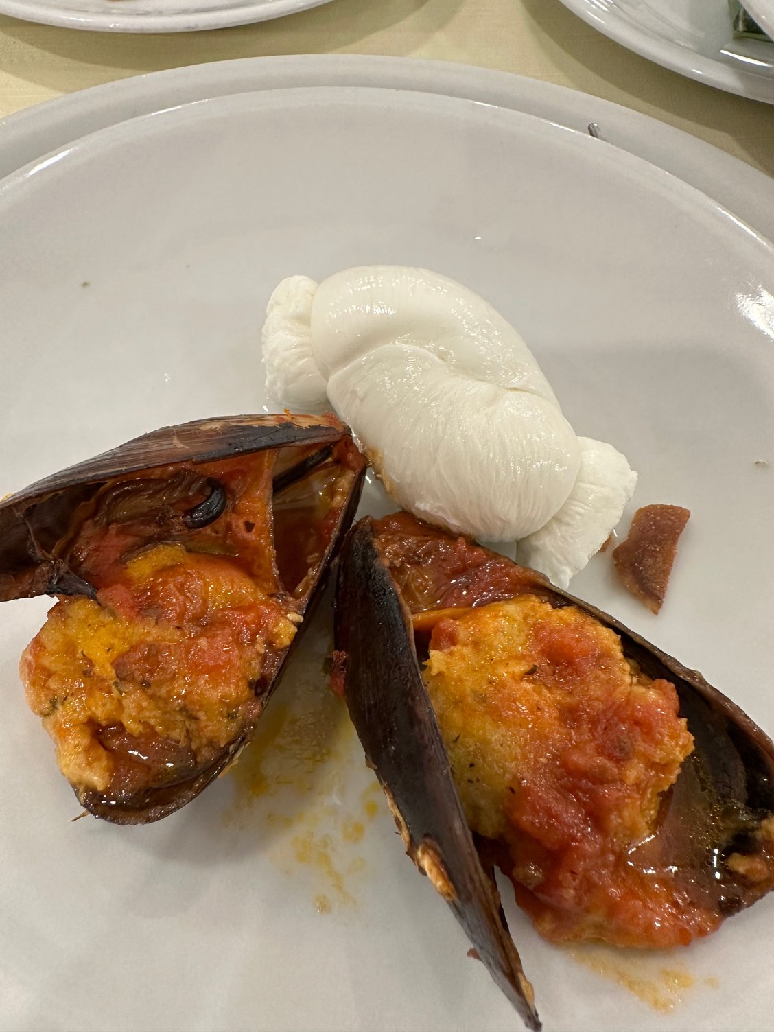 .....and stuffed mussels, and small shrimp, served cold