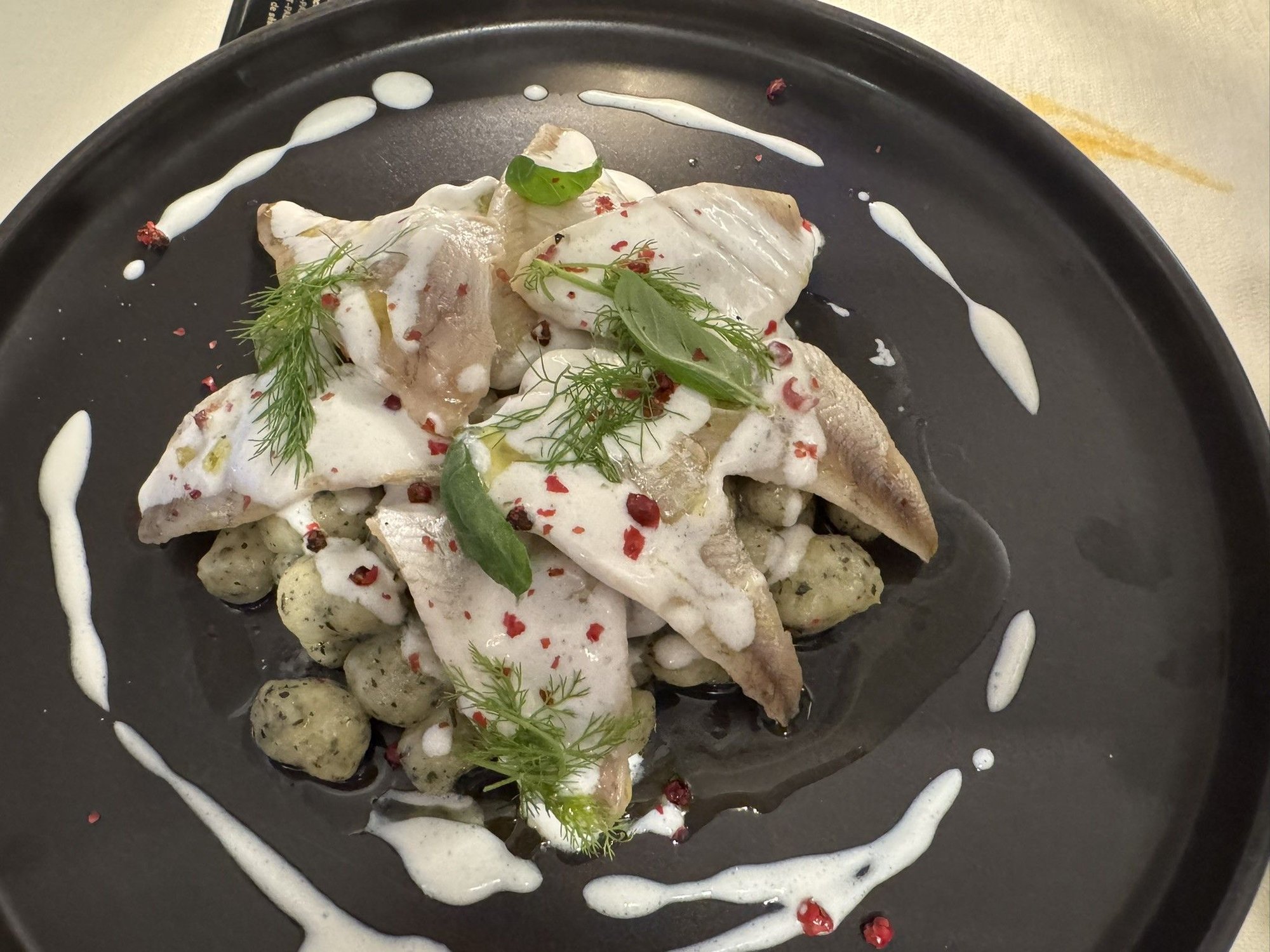 My last dinner at La Vista - gnocchi with a white fish