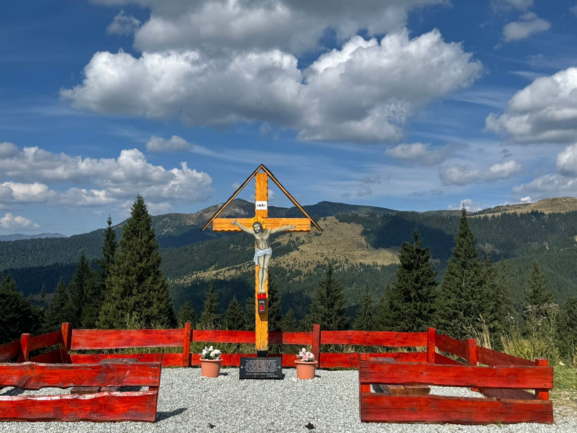 Religious shrine at the top of Prislop Pass in the Carpathian Mountains