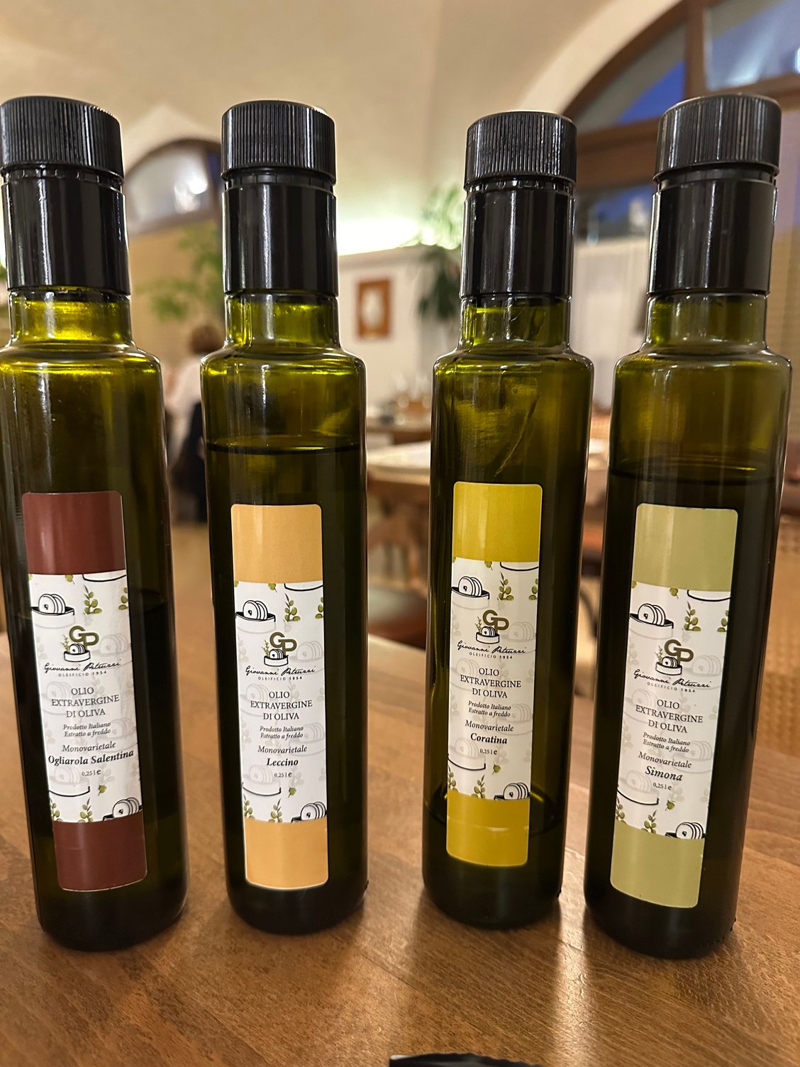 Served with four bottles of local oil, for dipping...