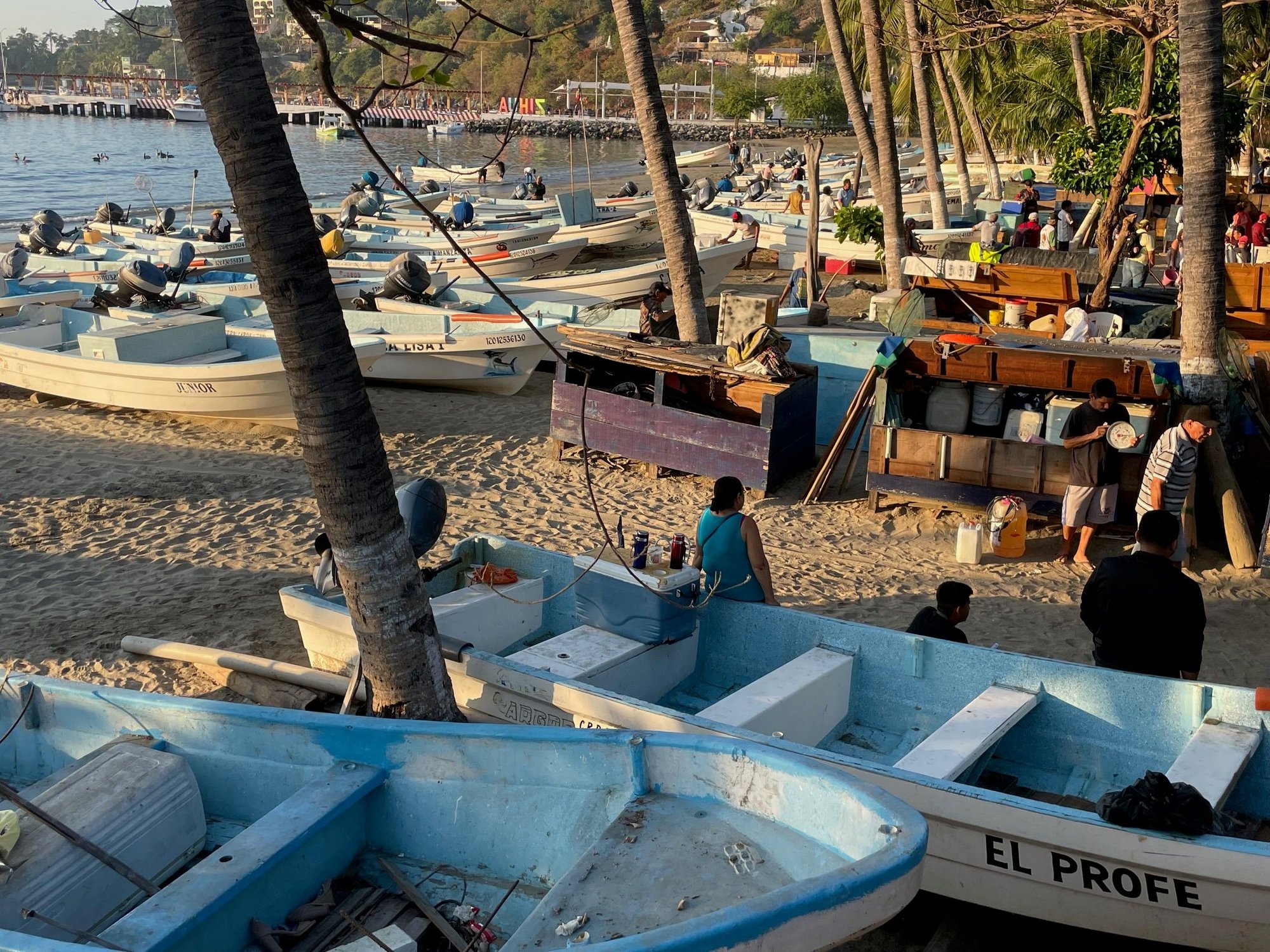 Fishing boats on the Playa Municipal.  The fisherman leave early in the morning before the sun comes up to get there 
