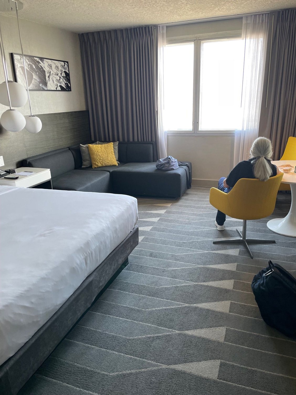 NIce room looking out at the airport
