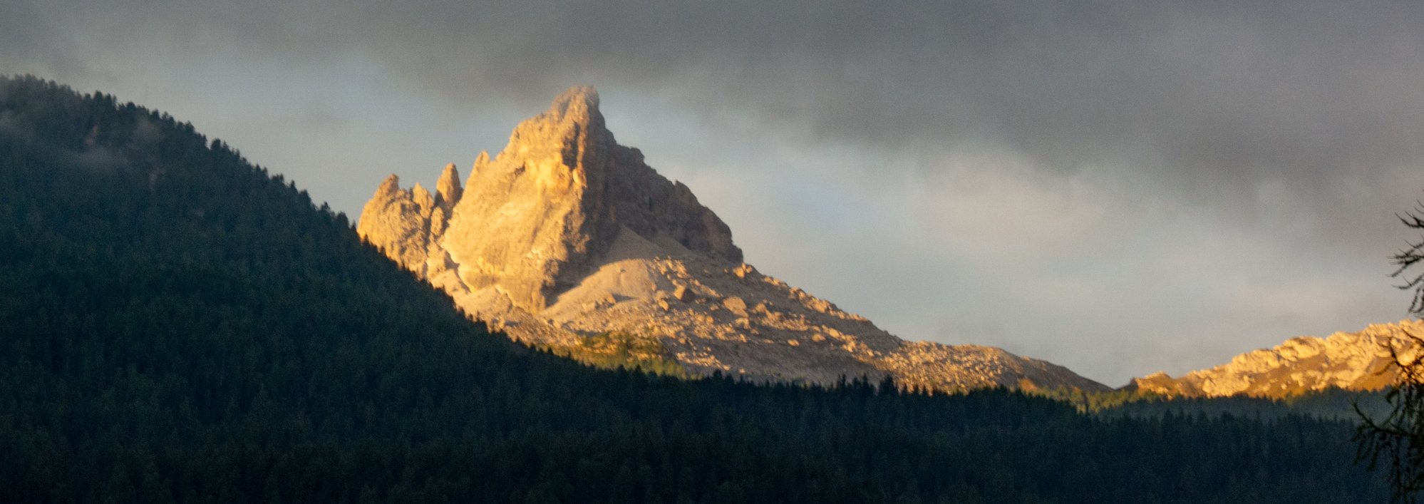 Croda di Lago lit by morning sunshine
