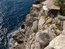 Along the cliffs below the walls
