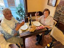 Enjoying our Chianti wine.