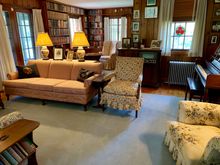  Her family room featuring different sized chairs because her guests were different sizes, she said. She entertained all the dignitaries here, including JFK when soliciting her support for the 1960 nomination. 