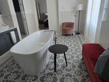 The bathroom ...
