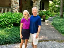 In front of our friend’s home in Empire, Michigan on 40 acres in the middle of nowhere. Beautiful. 