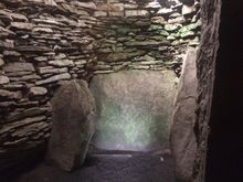 Inner chamber of Camster Cairn - passageway was narrow and very low - I nearly had to crawl on hands and knees and I’m only 5 feet tall. I had to think about going in for a minute or two and I’m not really claustrophobic. DH passed on this one, but went in one that had a slightly larger passageway.