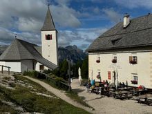 Adjacent rifugio is popular spot for coffee and strudel