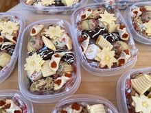 This is the cookie layer. Someone thought I made chocolate chip cookies for my holiday boxes. 