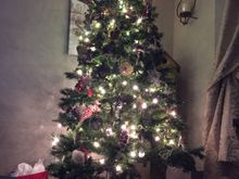 My tree. Not perfect  but it makes me happy.