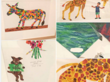 The colors remind me of Bisa Butler's art.  A detail of the cutting of a shape from the painted paper - like her fabrics.