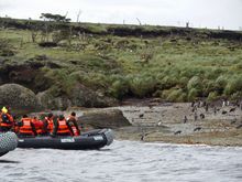 Zodiacs approaching Tucker's Islets