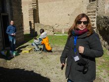 At the House of Argus:
Paola Potenza from the Ministry of Culture had heard about my WC mishap (getting stuck inside then having to climb out through the window). 
"Bienvenuti Senor Zebec, are you OK? We understand that you exited that WC through the window into a group of arriving students. You must be so 'stanco' now, no? My associate here has kindly offered to lead you around by the arm if necessary. Mkay?"