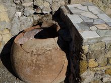 It was not crowded during morning hours at Herculaneum. Nonetheless, posted signs asked (afternoon?) visitors to 'please wait their turns to be called inside--we have too many visitors here just right now.'  School groups made up the majority of visitors. Graffiti from the ages was seen on some interior walls. Who does that? Btw, seniors may ask for an 'anziana' discount here, as elsewhere. 