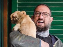 But our main connection was Mario Arzano (39) 39224740407. Mario is property manager for Le Zinefra plus a dozen other rentals. He also offers a couple apartments at his own home up in tiny Torre. That home is directly on The Path of Lemons and the views there are worth crossing an ocean for. Mario is both wonderful and reliable, a fixer who will solve our concerns. *He also partners with excellent taxi driver Patrizio Amato (39 339 2490908) Above, Mario returns from a canine painting class.