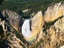 Artist Point with view of rainbow at Lower Falls