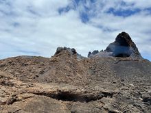 Typical Timanfaya volcanic landscape.   The lava infused the island's soil with nutrients to allow crops, and wine grapes, to grow.