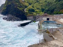 At the end of the highway a more typical winding road took us to this spot on the rugged coast to an ocean fed pool, deserted at this time of year.