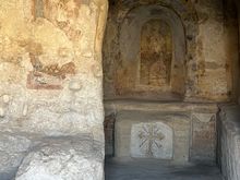 A cave church with ancient frescoes.