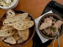 Small dinner snack of tuna/capers on toast.