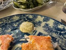 Half of the fish, served with cabbage and THE most excellent boiled potato.   If only I could bring home a bag of these Galician potatoes..you cannot imagine how much better they are than any potato I have eaten before.....   Only those in Lanzarote come remotely close...but these are more flavorful.